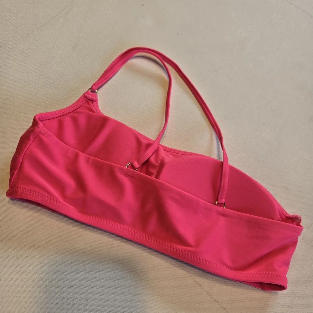 Aerie Hot Pink One Shoulder Strappy Bandeau‎ Bikini Top Size Small
